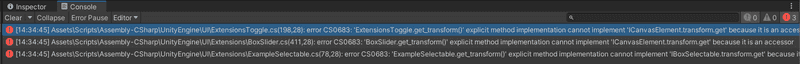 The final errors in Unity Project
